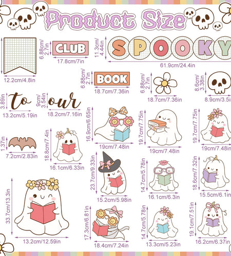 Pasimy Halloween Bulletin Board Set Ghost Paper Cutouts Pastel Boho 70 Pcs