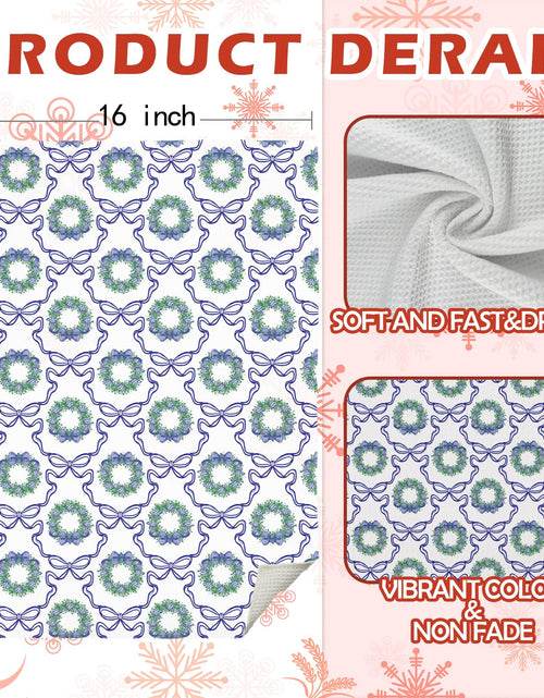 Load image into Gallery viewer, Chinoiserie Christmas Kitchen Towels Set of 2 Pink Bow 16x24 Inches

