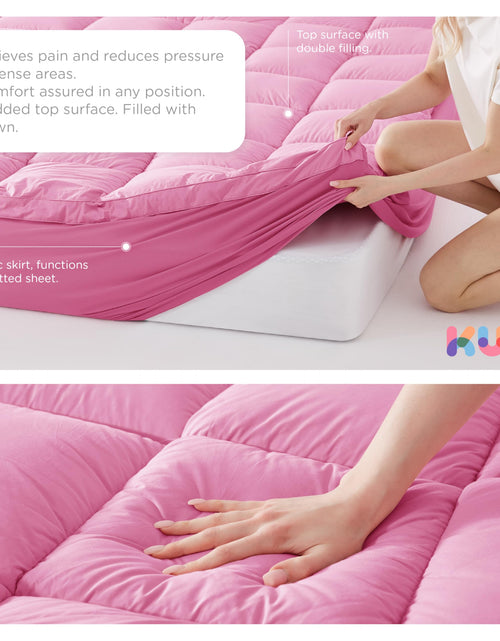 Load image into Gallery viewer, KUB Cotton Mattress Topper Cooling Pillow Top White Queen 80x60in
