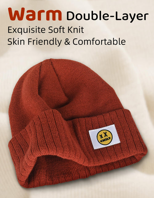 Load image into Gallery viewer, XMMAXFLOW Thick Knitted Winter Beanie Hat Cuffed Skull Cap Dark Orange
