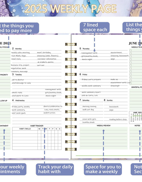 Load image into Gallery viewer, Makapoo 2025 Planner Weekly &amp; Monthly 6.3x8.4 Green Ink Sturdy Cover
