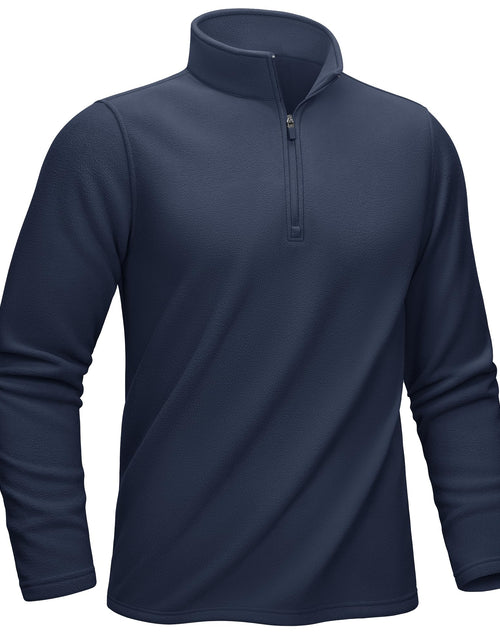 Load image into Gallery viewer, KEFITEVD Mens Quarter Zip Pullover Stand Collar Fleece Sweater Navy Size XL

