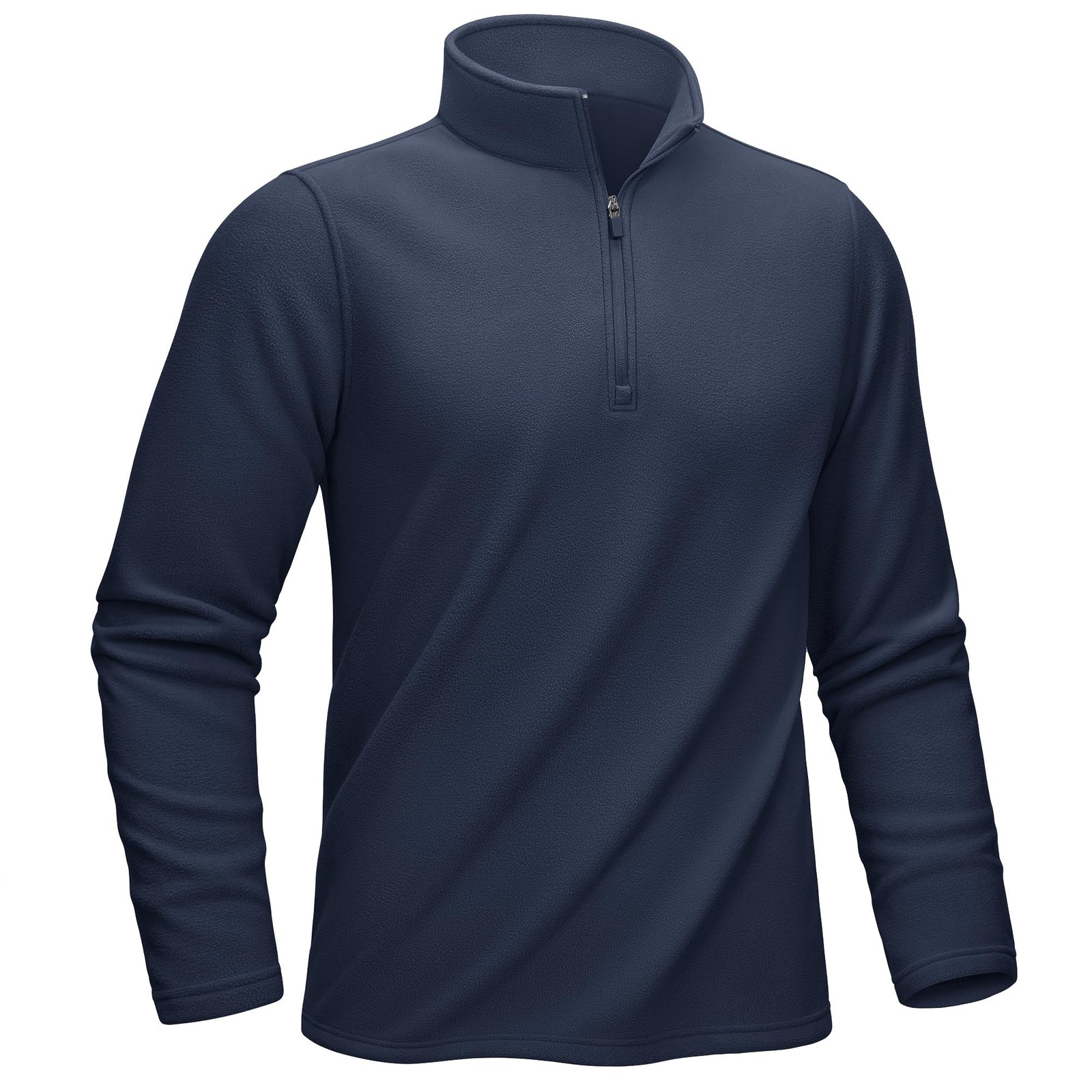 KEFITEVD Mens Quarter Zip Pullover Stand Collar Fleece Sweater Navy Size XL