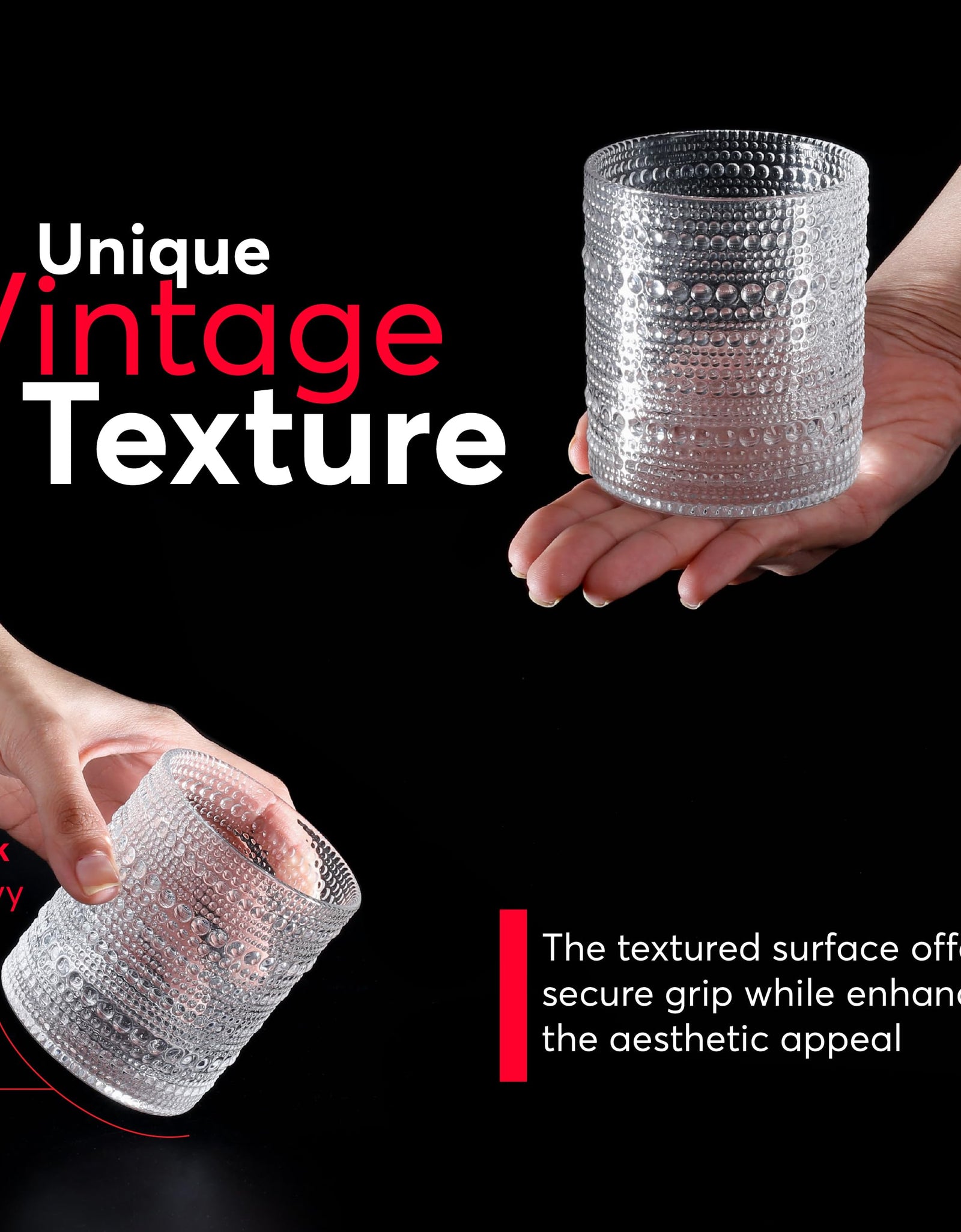 Jupiter Hobnail Vintage Drinking Glasses Set of 6 11.75oz Clear