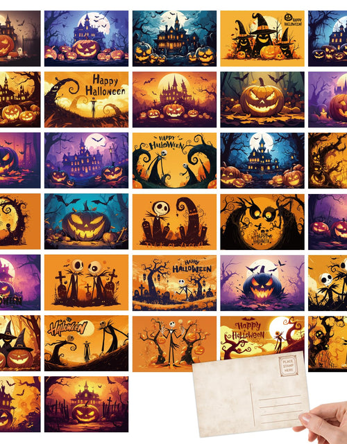Load image into Gallery viewer, Tlenpo Halloween Postcards 32pcs 4x6in 350gsm Vintage Pumpkin Skeleton
