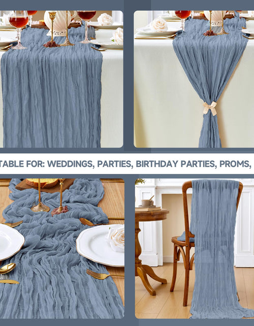 Load image into Gallery viewer, ZKPMJH 6PCS Dusty Blue Cheese Cloth Table Runner 35x120in Rustic Sheer
