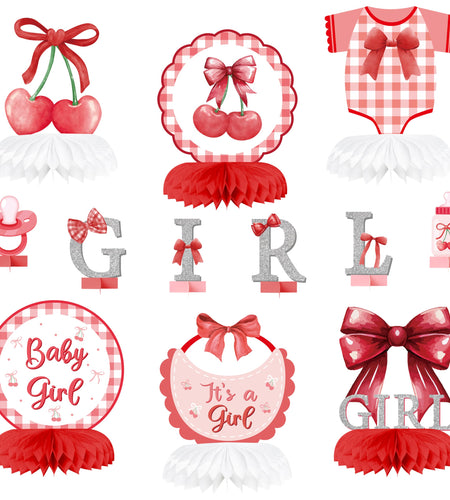 ArowlWesh Red Bow Baby Shower Honeycomb Centerpiece Table Decoration