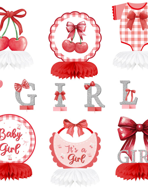 Load image into Gallery viewer, ArowlWesh Red Bow Baby Shower Honeycomb Centerpiece Table Decoration

