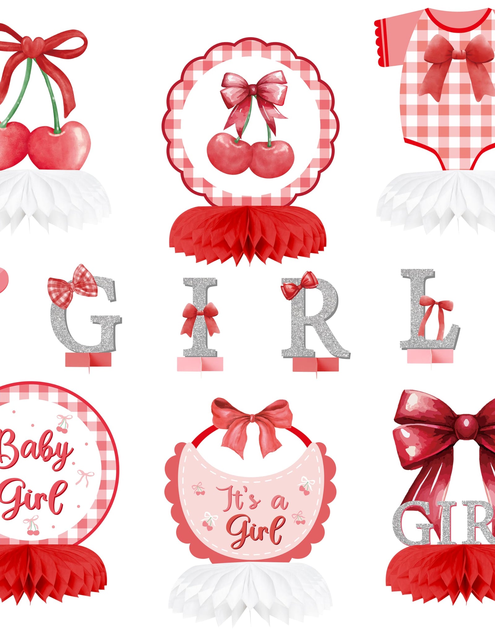 ArowlWesh Red Bow Baby Shower Honeycomb Centerpiece Table Decoration