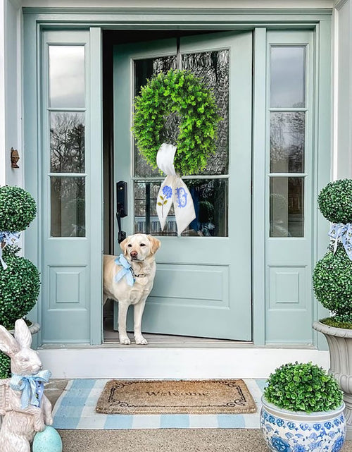 Load image into Gallery viewer, Personalized Boxwood Wreath 20" Front Door Farmhouse Porch Decor Monogram
