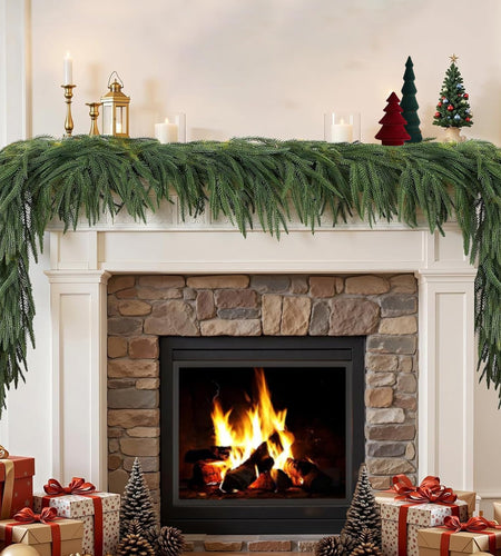 KYGDS Christmas Norfolk Pine Garland 5FT Real Touch Artificial Greenery Green