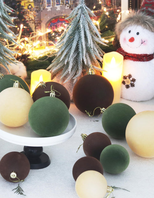 Load image into Gallery viewer, Senjie 30pcs Velvet Christmas Balls Ornaments 2.36in Brown Green Khaki
