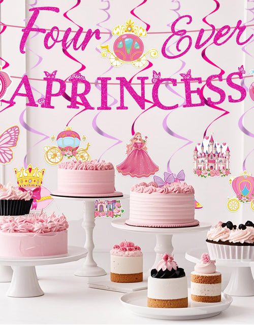 Load image into Gallery viewer, Romart Princess 4th Birthday Party Decorations 2 Banners 8 Swirls Pink Lavender
