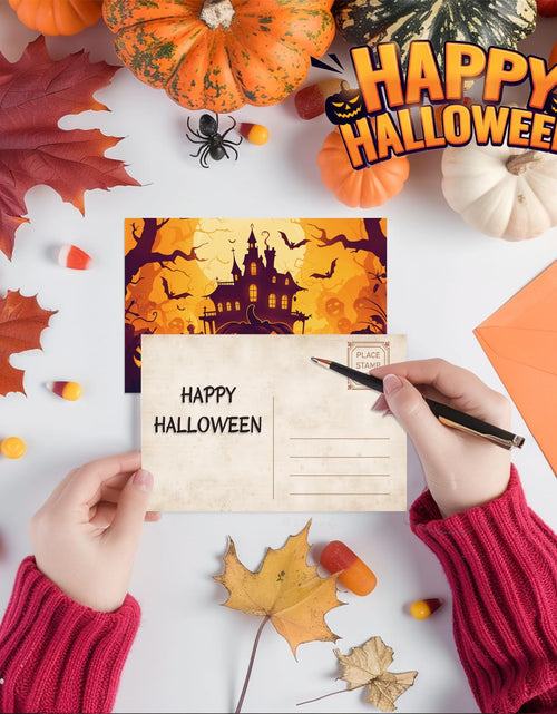 Load image into Gallery viewer, Tlenpo Halloween Postcards 32pcs 4x6in 350gsm Vintage Pumpkin Skeleton
