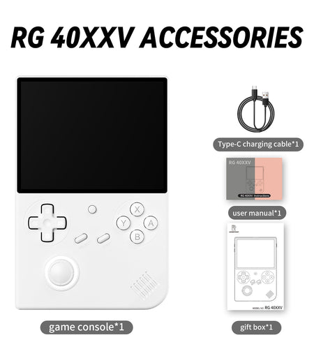 ANBERNIC's new RG40XXV vertical version retro portable handheld game console with lighting effect connected to power regard
