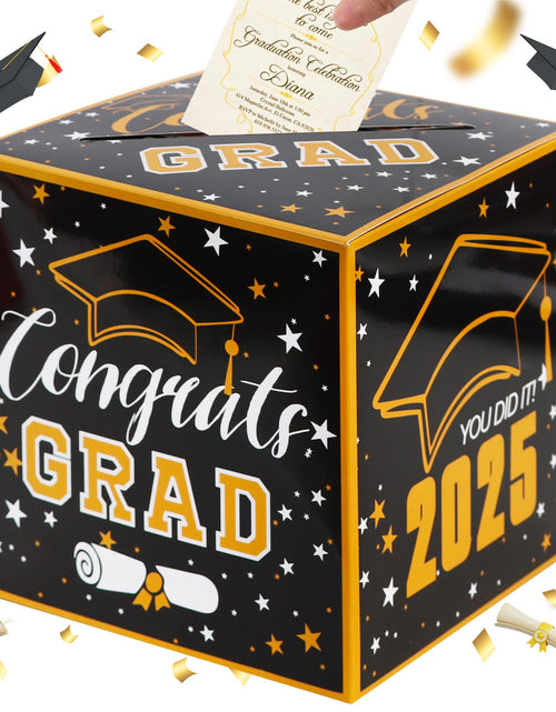 Load image into Gallery viewer, BEISHIDA 2025 Graduation Card Box Black Gold 9x9x9 Inch Party Decor
