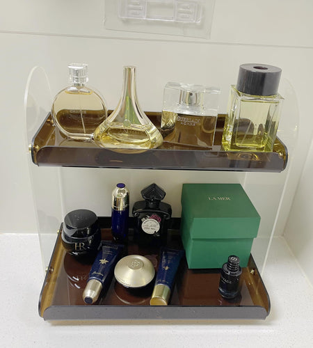 Maramugic 2 Tier Acrylic Bathroom Counter Organizer Amber Small