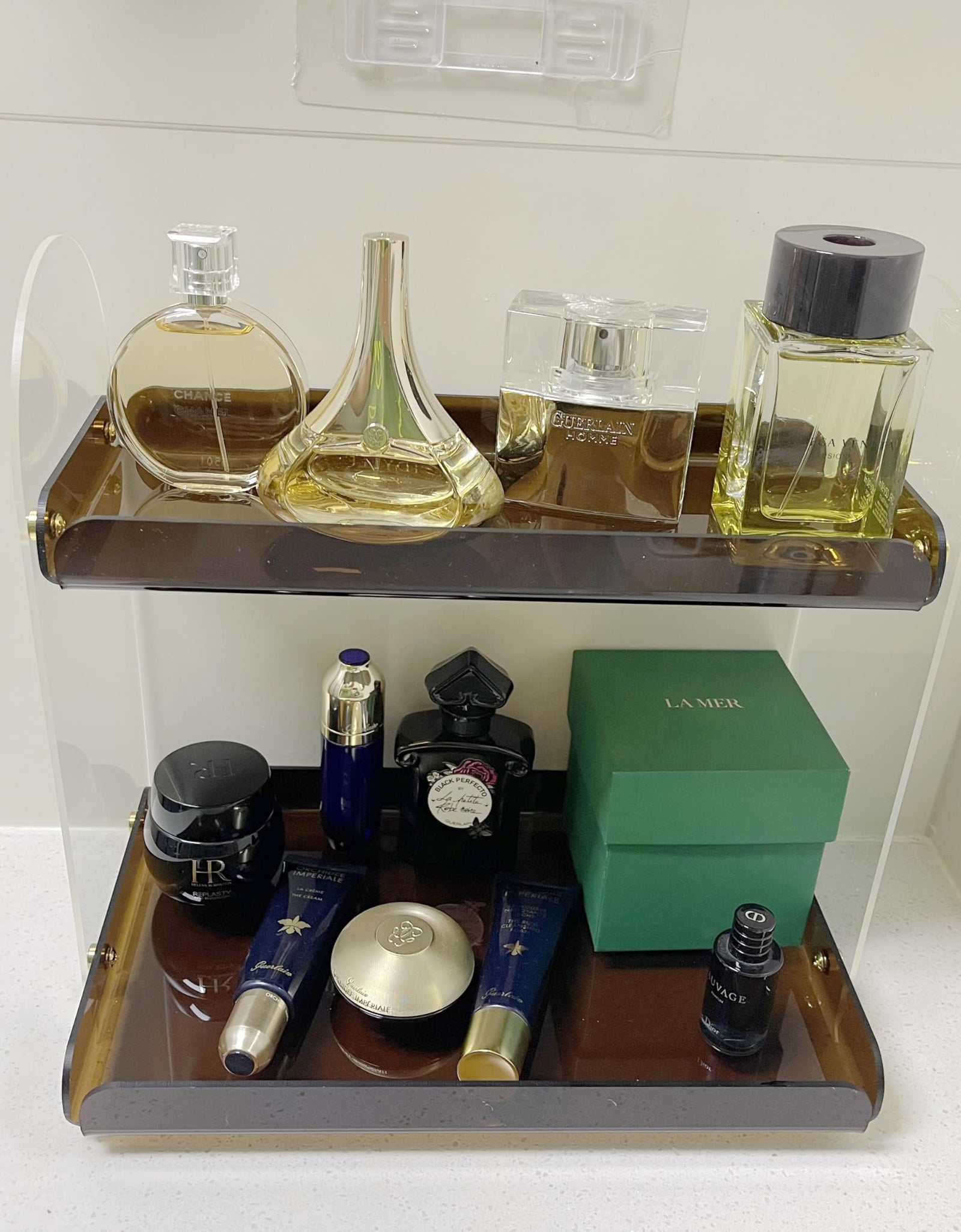 Maramugic 2 Tier Acrylic Bathroom Counter Organizer Amber Small