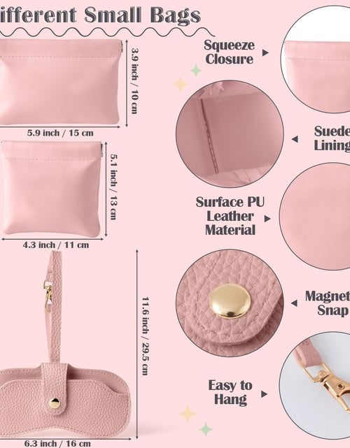 Load image into Gallery viewer, GQIRIL Mini Travel Cosmetic Bag Set 3PCS Waterproof Leather Pink
