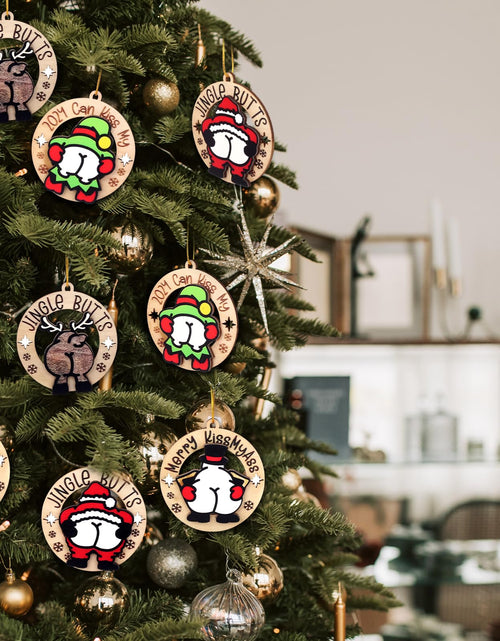 Load image into Gallery viewer, jjBOOM KissMyAss Funny Christmas Wooden Ornaments 2024 Xmas Tree Decor
