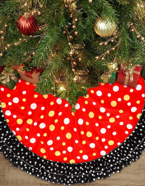 Load image into Gallery viewer, Soulchen Christmas Tree Skirt Double Layer Red Black Yellow Big Wave Point 51"
