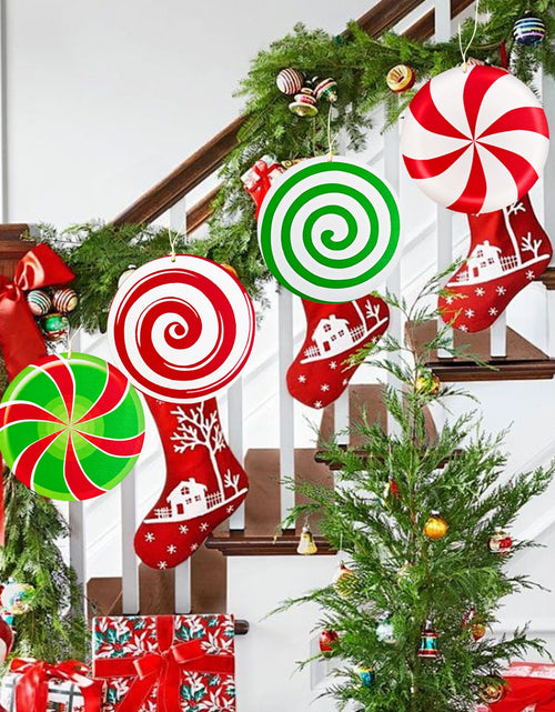 Load image into Gallery viewer, Generic Gingerbread Christmas Wooden Ornaments Large Red White Peppermint
