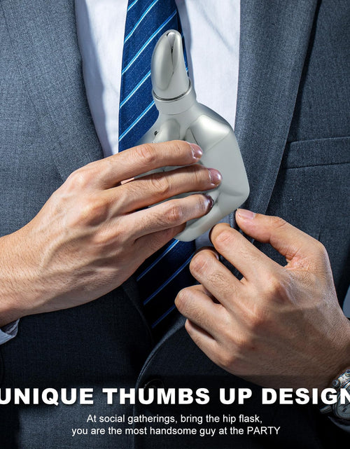 Load image into Gallery viewer, DAOYIDANYI 6oz Stainless Steel Hip Flask Whiskey Thumbs-up Silver
