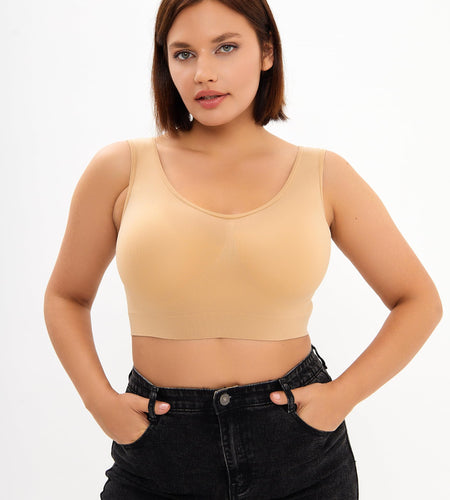 FRAUTAG Womens Seamless Wireless Sports Bra Nude Size XX-Large