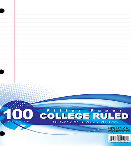 BAZIC 100 Sheets - Filler Paper (College Rule)