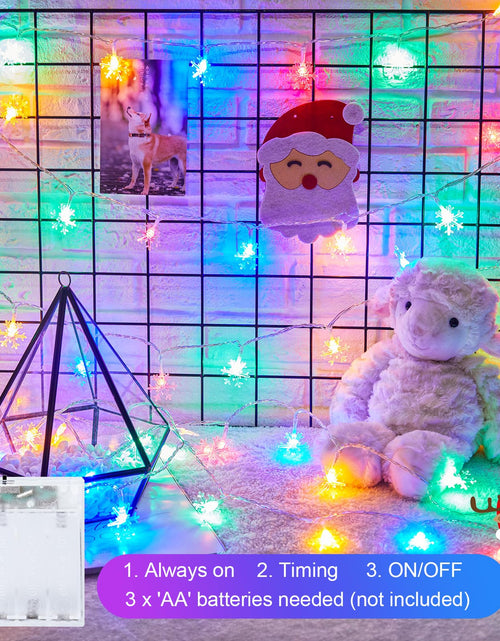 Load image into Gallery viewer, Minetom 4 Pack 30Ft 15 LED Multicolor Snowflake Holiday Lights Waterproof
