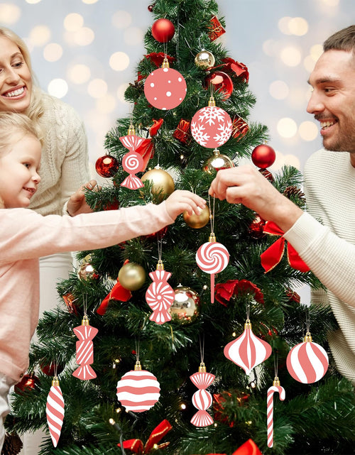 Load image into Gallery viewer, Arosche Christmas Candyland Tree Decorations 24Pcs Pink Wooden Ornaments
