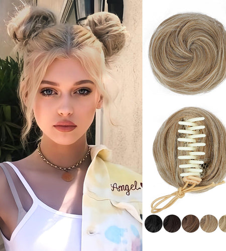 BOGSEA Space Buns Hair Pieces 2PCS Mini Claw Clip 27/613# Color