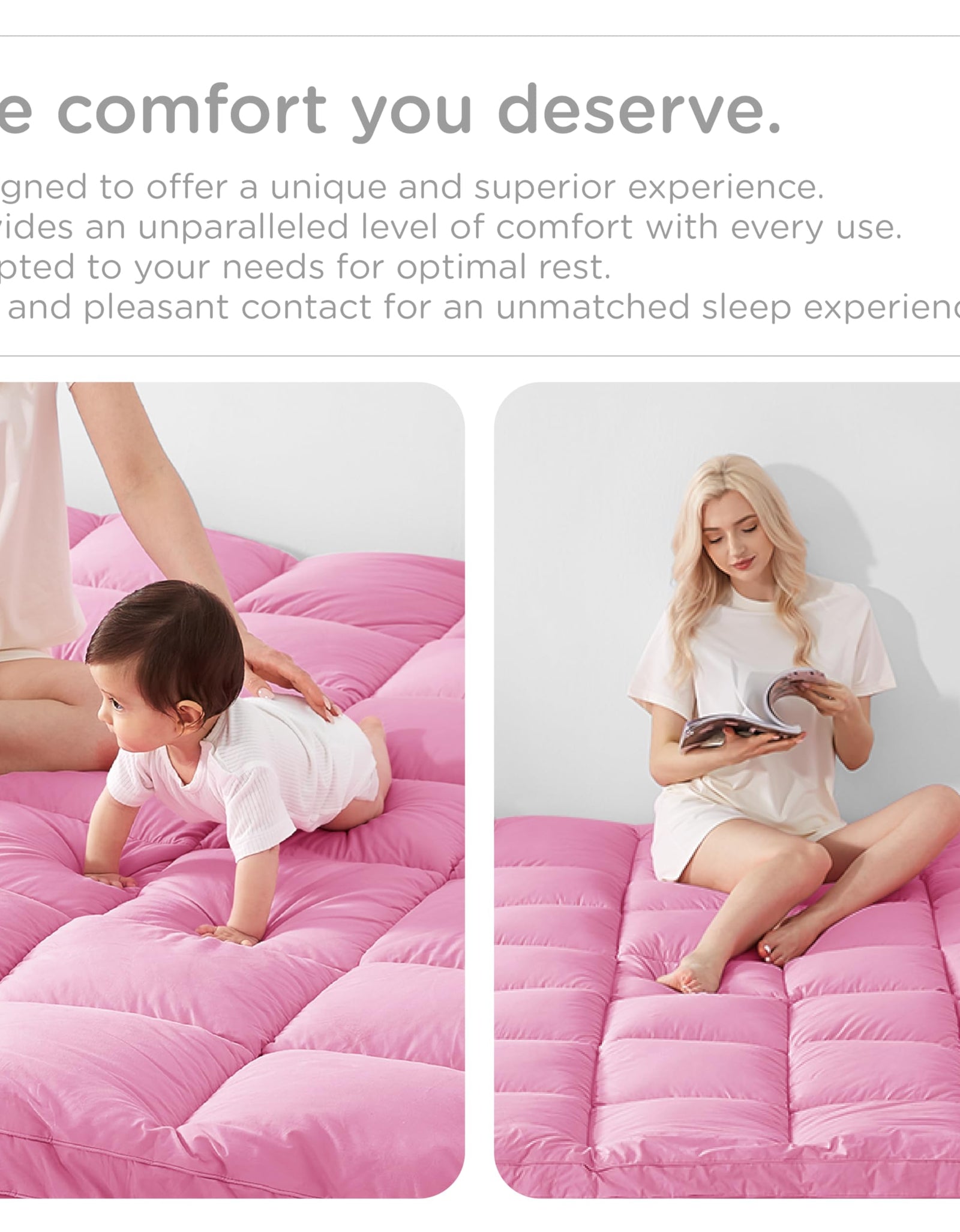 KUB Cotton Mattress Topper Cooling Pillow Top White Queen 80x60in