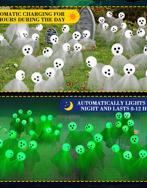 Load image into Gallery viewer, VIHOSE 6 Pack 36 LED Green Solar Halloween Ghost Pathway Lights Outdoor
