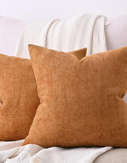 Load image into Gallery viewer, Cozoomy Chenille Linen Throw Pillow Covers 12x20 Inch Rustic Bronze Set of 2
