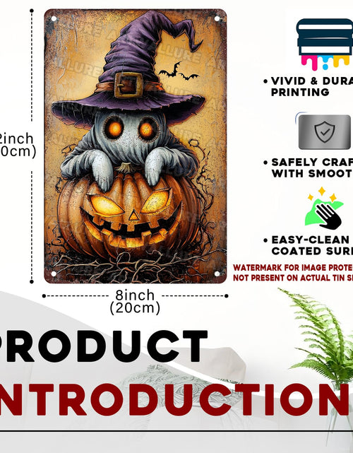 Load image into Gallery viewer, ARTWALLURE Halloween Pumpkin Ghost Vintage Metal Tin Sign 8x12 inch
