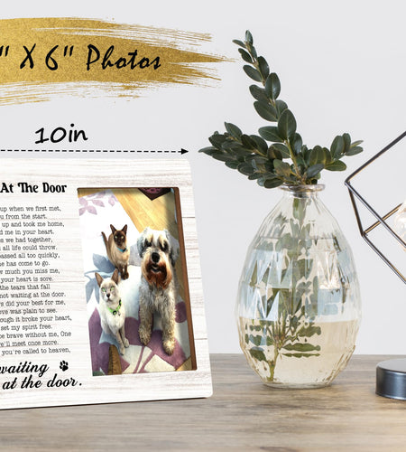 Qiwog Pet Memorial Photo Frame Waiting At The Door Wooden Tabletop 7x2