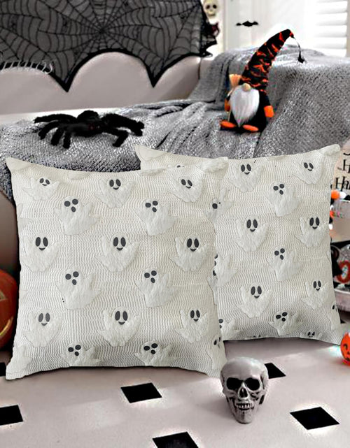 Load image into Gallery viewer, LUOLILI Halloween Pillow Covers 18x18 White Ghost Set of 2 Plush Polyester
