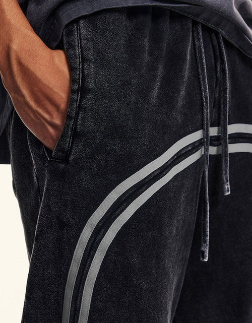 Load image into Gallery viewer, Men's clothing Youth Street Trend Sports Feng Shui wash wax dyed and woven zipper pants vibe wide leg guards men's pants
