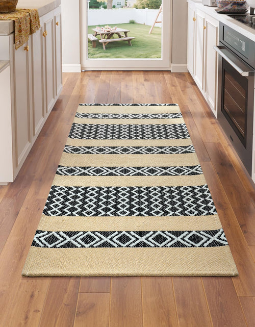 Load image into Gallery viewer, QiCaiJia Boho Runner Rug Brown Low Pile Polypropylene 24x47in

