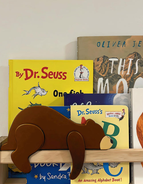 Load image into Gallery viewer, Fcimu Woodland Nursery Decor Black Bear Wooden Sleeping Bear Brown
