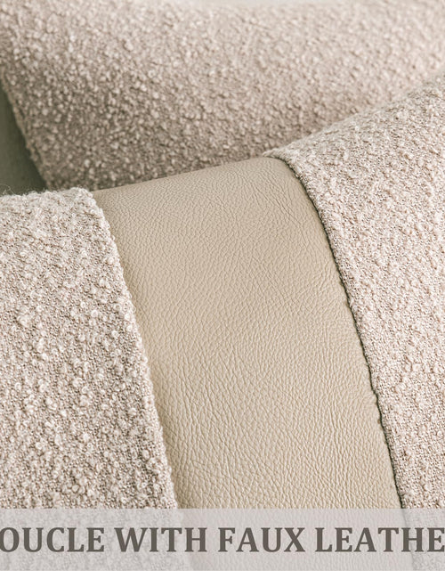 Load image into Gallery viewer, Laolitou 2 Pack Boucle Pillow Covers 18x18 Inch Faux Leather Oatmeal
