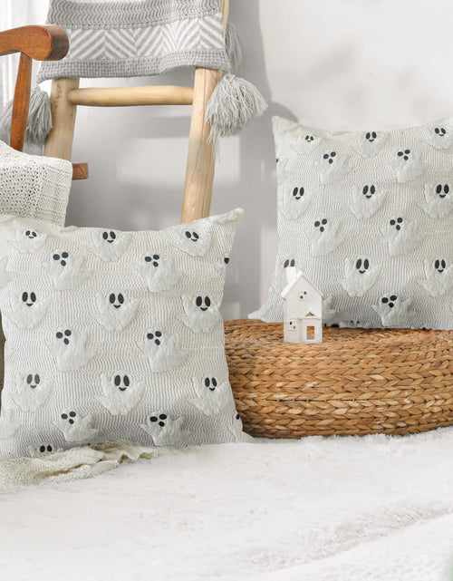 Load image into Gallery viewer, LUOLILI Halloween Pillow Covers 18x18 White Ghost Set of 2 Plush Polyester

