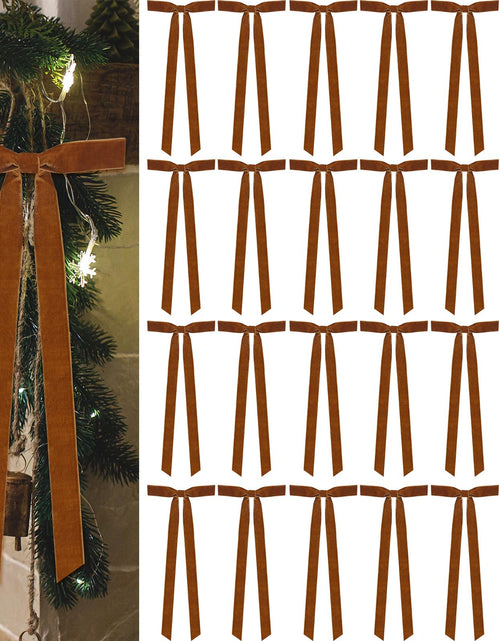 Load image into Gallery viewer, Dcocdeely 24 Pcs Khaki Velvet Christmas Bows 16x6 Inch Rustic Decor
