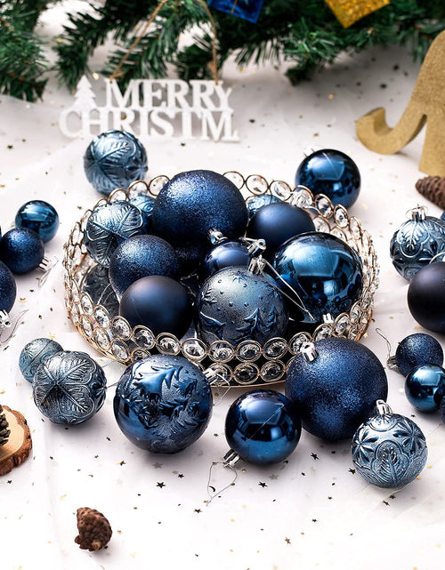 Load image into Gallery viewer, Senjie Night Blue Shatterproof Christmas Ornaments 32pcs Set Plastic
