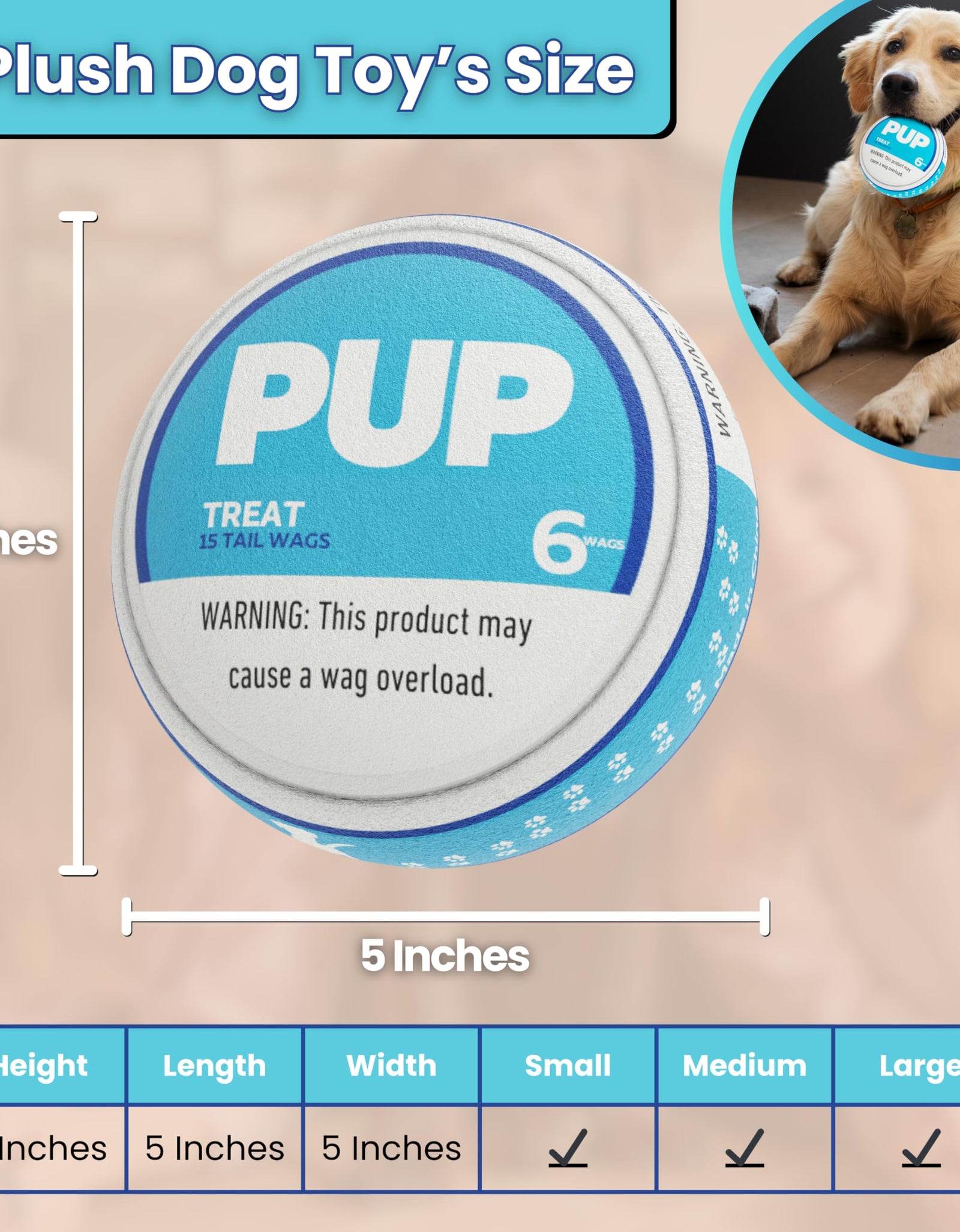 PUP6 PUP Pouch Plush Squeaky Durable Interactive Dog Chew Toy Plush