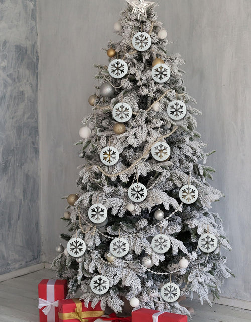 Load image into Gallery viewer, Shimeyao 12 Pcs Christmas Metal Snowflake Ornaments Hollow Disc Grey
