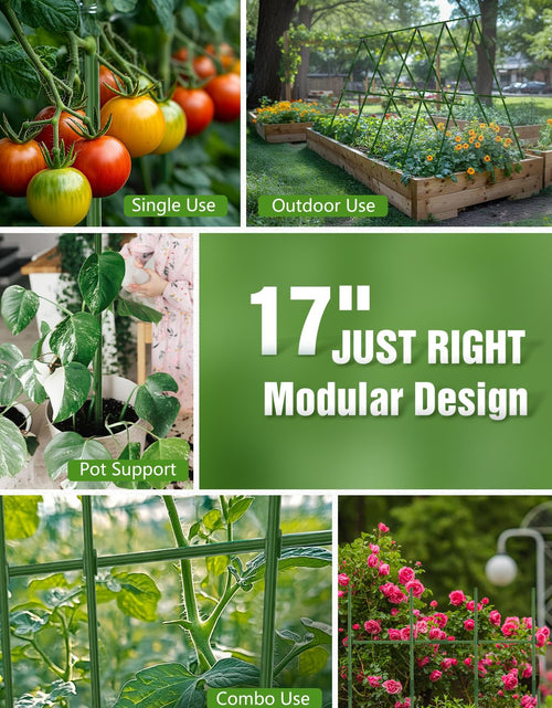 Load image into Gallery viewer, Joyhalo 20 Pack 17in Modular Garden Trellis Kit Green for Tomatoes Grapes
