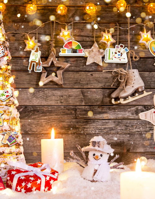 Load image into Gallery viewer, Threehoney 48Pc Wooden Christmas Ornaments Painting Tools Colorful 2.36-2.76in
