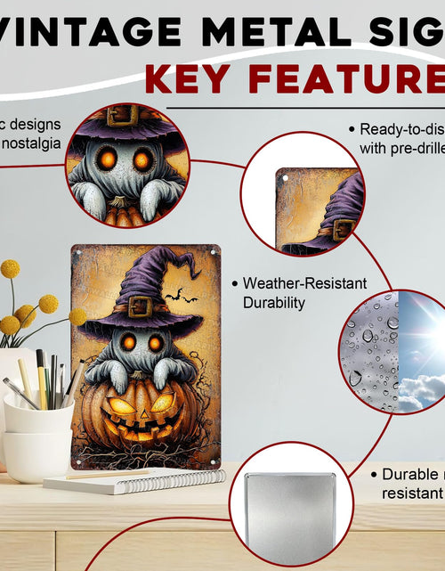 Load image into Gallery viewer, ARTWALLURE Halloween Pumpkin Ghost Vintage Metal Tin Sign 8x12 inch
